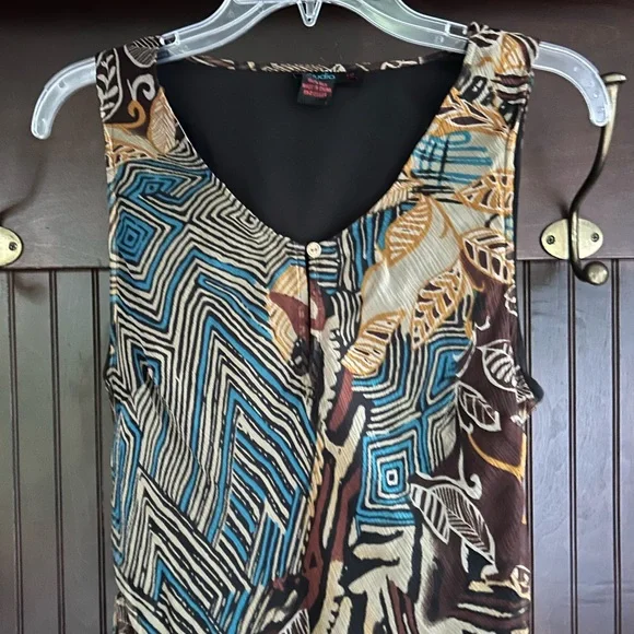 Y2K DSTUDIO 100% Silk Fairy Grunge Slip Dress Abstract Geo Indie Boho | Size 10 - Picture 4 of 14